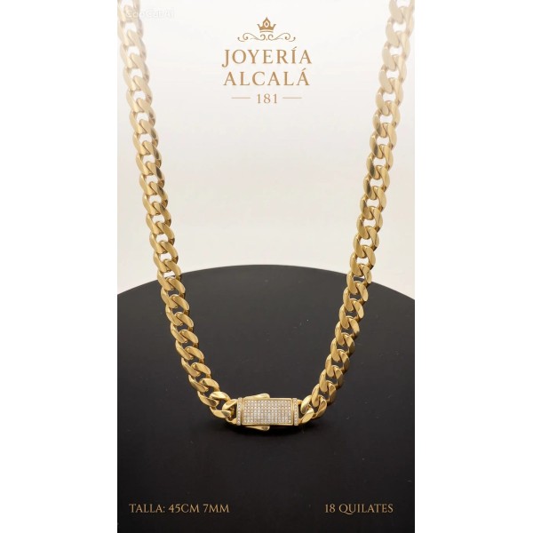 Collar cubana circonitas de oro 18k